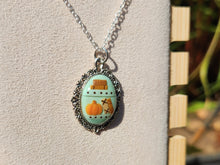 Fall Bookshelf Cameo Necklace