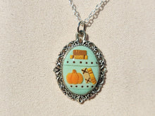 Fall Bookshelf Cameo Necklace