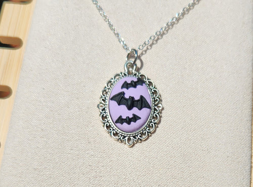 Bats Flight Cameo Necklace