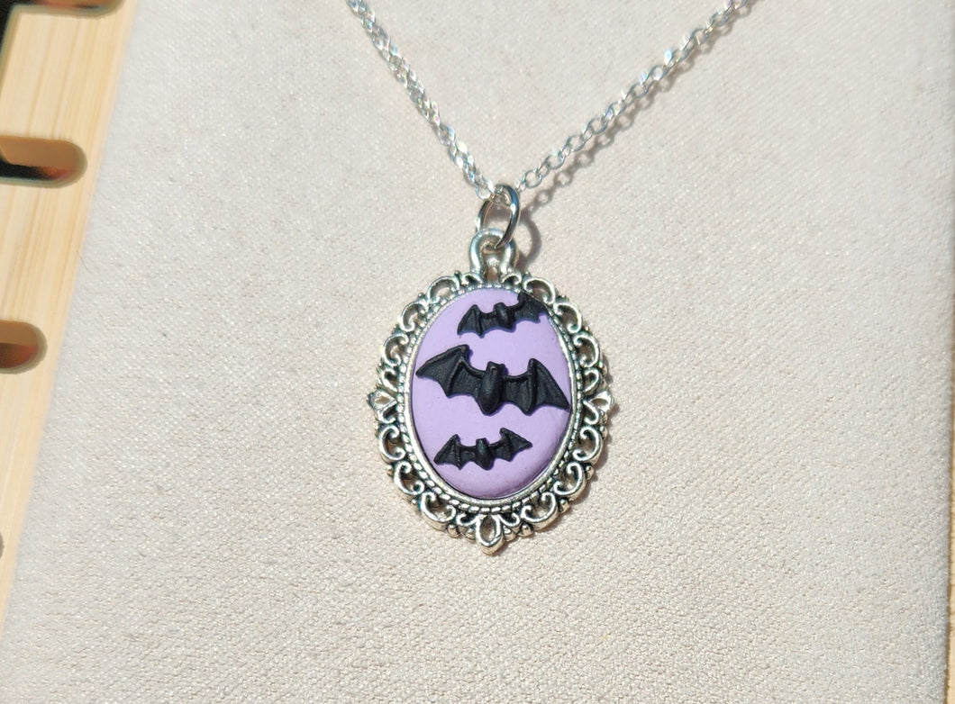 Bats Flight Cameo Necklace