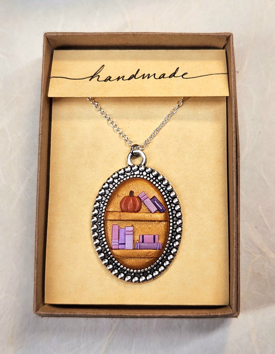 Beaded Batwing Bookcase Necklace