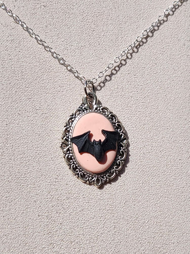 Victorian Bat Cameo Necklace