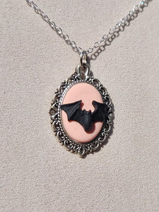 Victorian Bat Cameo Necklace
